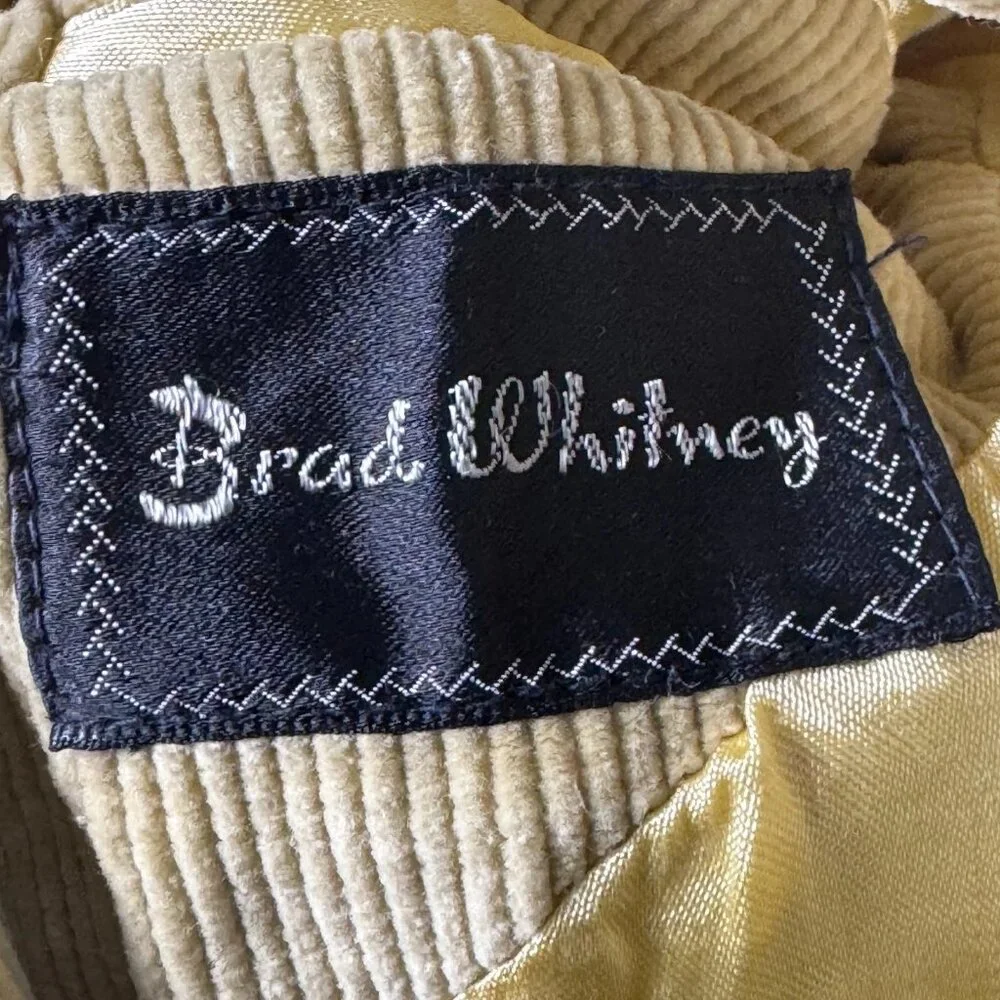Vtg Brad Whitney‎ Men's Corduroy Blazer Beige Elbow Patch Lined Single Breasted
